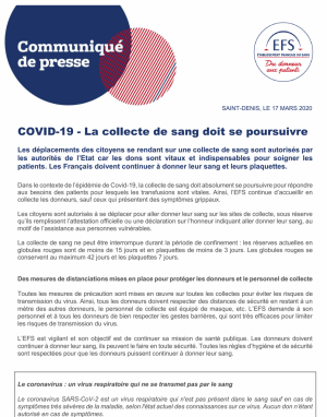 Appel à don de sang- Collecte à Wasselonne le 15 avril