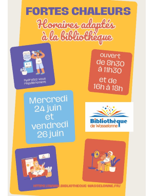Modification des horaires d'ouverture de la biblioth&egrave;que 