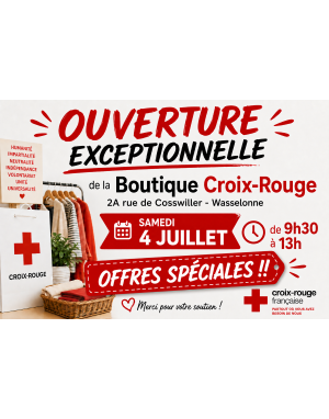 Ouverture exceptionnelle Boutique Croix-Rouge