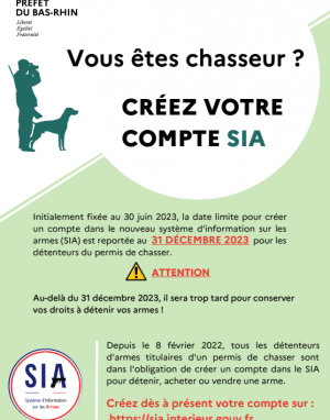 Chasseurs : n'oubliez pas de créer votre compte sur le système d'information sur les armes (SIA)