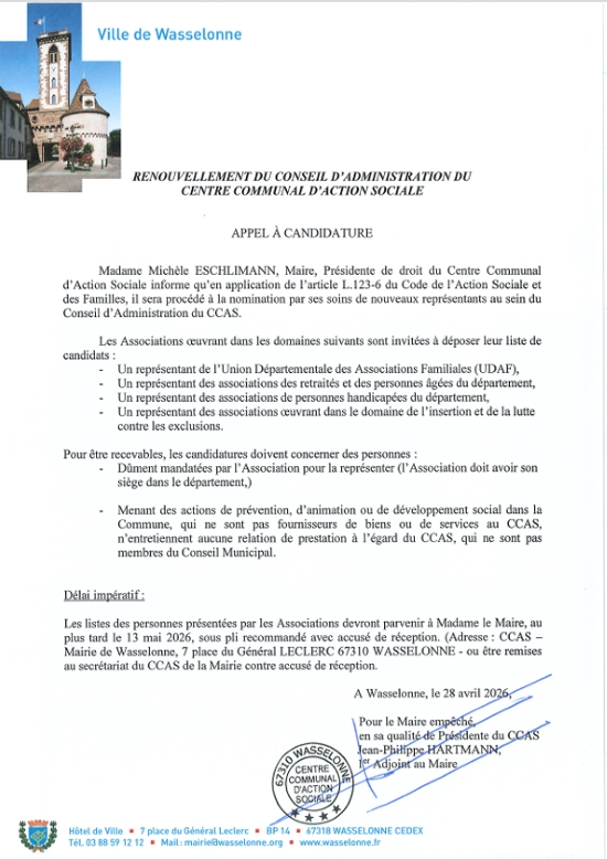 CCAS appel &agrave; candidature