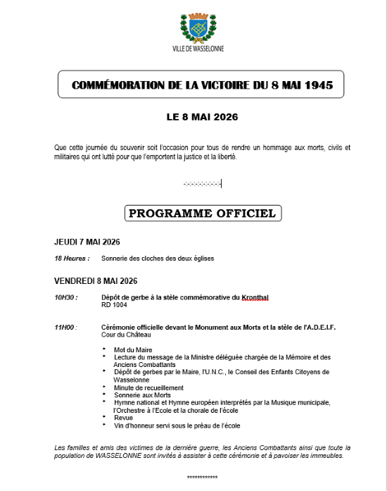 Programme comm&eacute;moration 8 mai