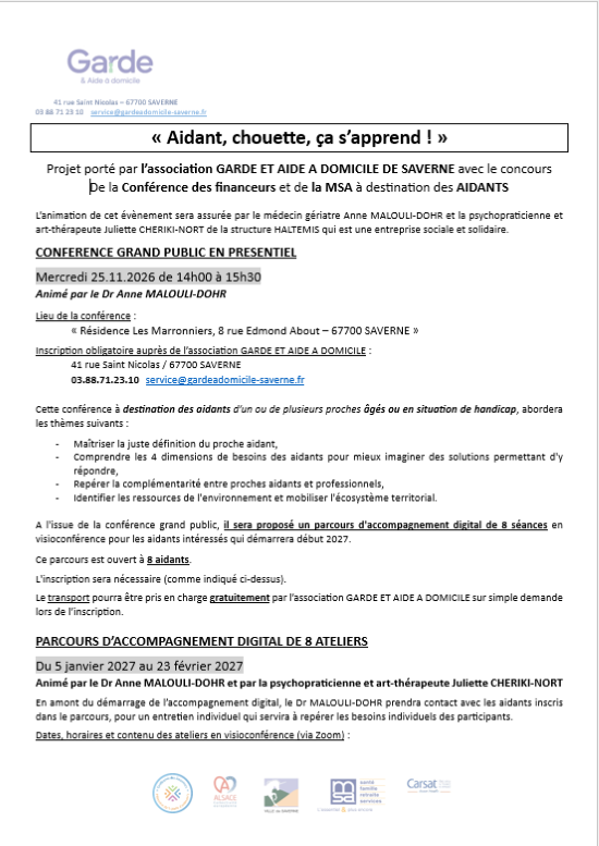 Garde et aide à domicile