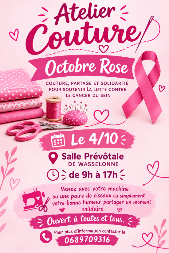Atelier couture octobre rose 2026