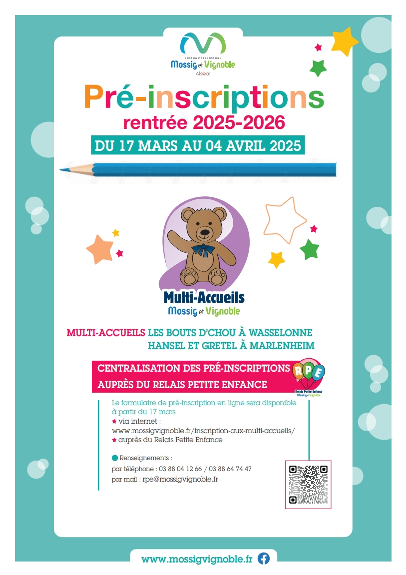 Pré-inscriptions multi-accueils rentrée 2025-2026