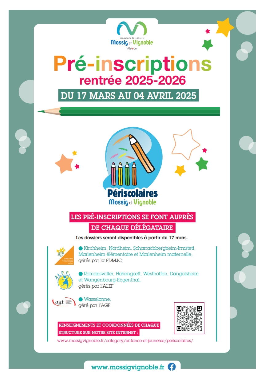 Pré-inscriptions périscolaires rentrée 2025-2026