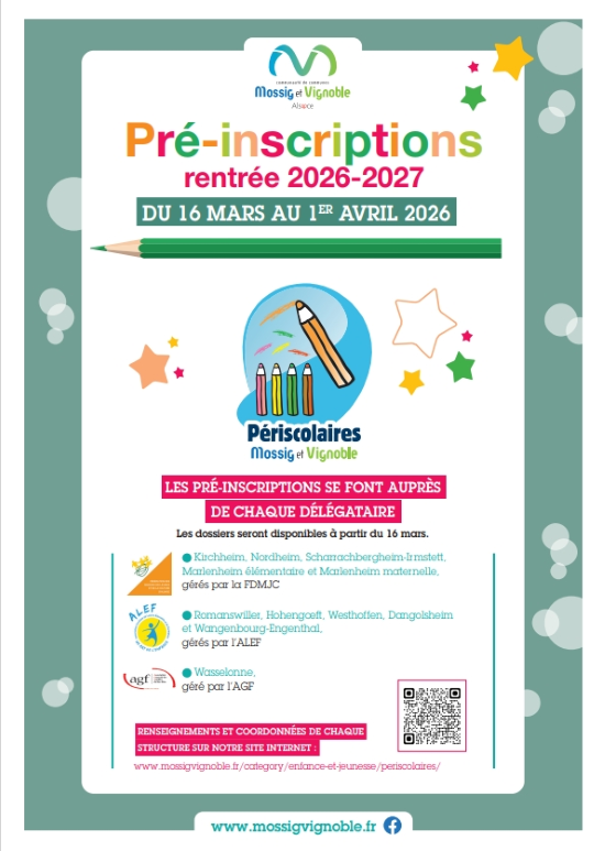 Pr&eacute;-inscriptions p&eacute;riscolaires rentr&eacute;e 2026-2027